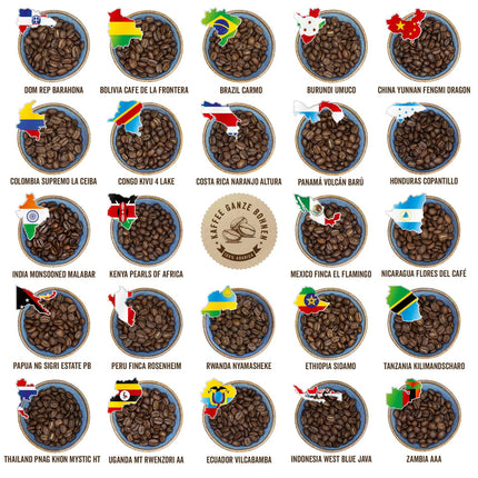 Corasol Premium Coffee World Tour Advent Calendar with 24 gourmet roasted coffees from 24 countries, including booklet, whole bean (240 g)