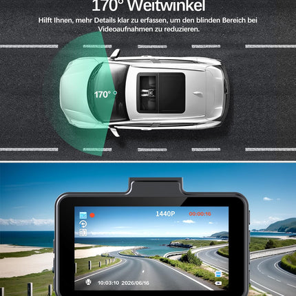 Range Tour Dashcam Car Front with 64GB SD Card, 3 inch IPS Screen Car Camera 1080P FHD Car Camera Video Recorder Car Dash Camera with 170° Wide Angle, Night Vision, WDR, Loop Recording