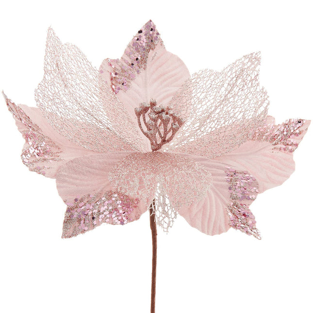 WeRChristmas Artificial Poinsettia Christmas Tree Flower Decoration Pink 30 cm