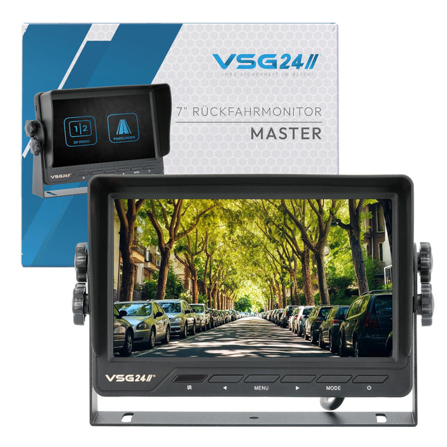 VSG24 13113 – 7“ Heavy Duty Transporter Rear View Monitor, Monitor incl. accessories, e-approval, TFT display, camera, 2 video IN