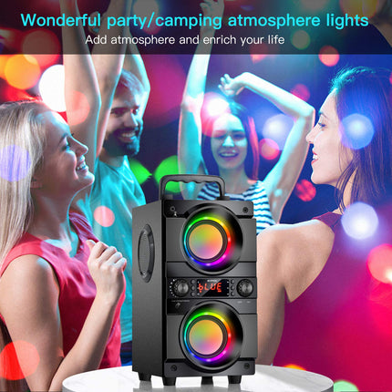SUPNIU 60W (80W peak) Bluetooth Speaker Large with Dual Woofers, LED Colorful Lights, 24 Hours Playtime, 30 Meters Range, Portable Wireless Box Music Box with AUX/TF Card