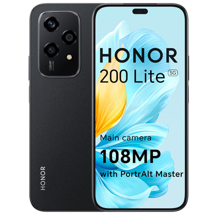 HONOR 200 Lite nutitelefon 5G kahe SIM-kaardiga NFC, 8 GB muutmälu ja 256 GB salvestusruumi, 6,7-tollise AMOLED silmasõbraliku ekraaniga Android 14, 108 MP + 50 MP, Magic Capsule, 4500 mAh, südaöömust