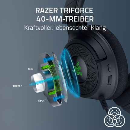 Razer Kraken V4 X - juhtmega arvutimängude peakomplekt (Triforce 40 mm draiverid, sissetõmmatav kardioidmikrofon, 7.1 ruumiline heli, Chroma RGB, arvuti - konsoolide ja mobiiltelefonide jaoks USB-C kaudu) must