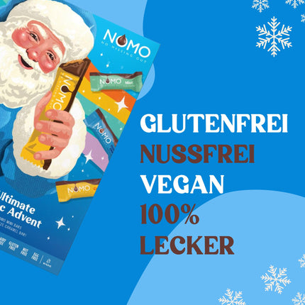 NOMO Mixed Mini Bars Advent Calendar 2024-320g - Allergen-free Christmas - Lactose-free, Gluten-free, Nut-free, Egg-free - Rainforest Alliance Certified - 100% Vegan