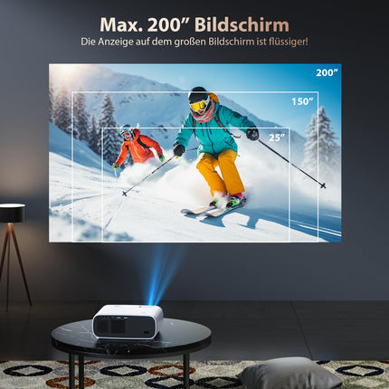 2025. aasta uus suure jõudlusega projektor, toetab Switchi ja PS5-te ilma viivituseta, projektor WiFi ja Bluetoothiga, 20 000 luumenit 4K tugi, Full HD 1080P eraldusvõime (kõrge heledusega versioon)