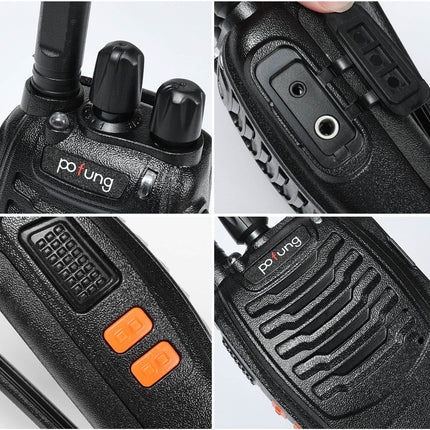 Walkie Talkie PMR446 License-Free Two-Way Radio, Pofung PT88E 16 Channels Professional Rechargeable Long Range Walkie Talkies with EU Charger and Earpieces Black 6 Pack