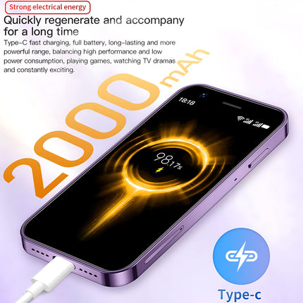 Hipipooo Mini lukustamata nutitelefon 4G telefon 3.0-tolline kahe SIM-kaardiga 2000mAh akuga topeltkaamera Android 10.0 neljatuumaline WiFi Bluetooth leviala varutelefon (lilla, 2GB+16GB)