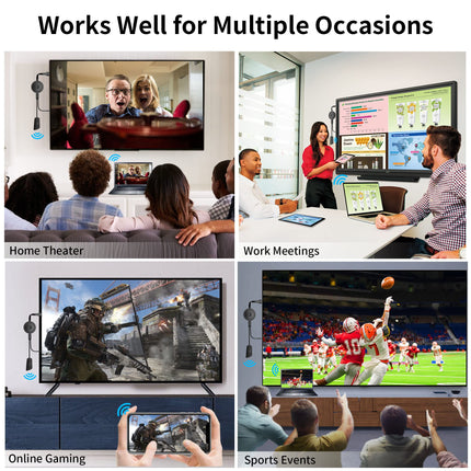 AT-MIZHI juhtmevaba HDMI-adapter Miracasti jaoks - 4K HD-ekraaniga WiFi voogedastuseks nutitelefonist telerisse/monitori/projektorisse. Toetab Airplayd/Miracasti/DLNA-d Androidile/Windowsile/iOS-ile/Mac OS-ile.