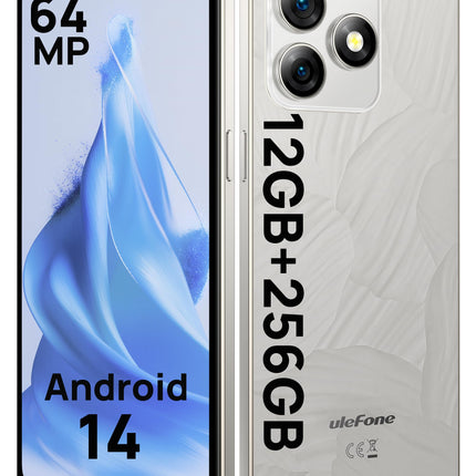 Ulefone Note 18 Pro lukustamata nutitelefon, 64MP + 50MP + 32MP kaamera, 12GB + 256GB / SD-2TB Android 14 nutitelefon 18W kiirlaadimisega, 6,78-tolline HD+, 5450mAh aku, 4G kahe SIM-kaardiga, Face ID/sõrmejäljelugeja/GPS/OTG/NFC, hall