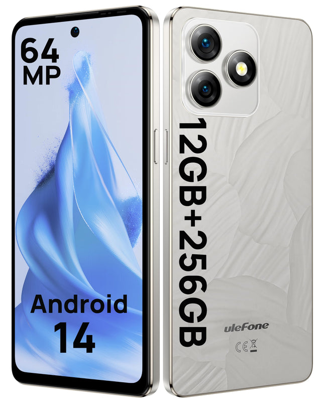 Ulefone Note 18 Pro lukustamata nutitelefon, 64MP + 50MP + 32MP kaamera, 12GB + 256GB / SD-2TB Android 14 nutitelefon 18W kiirlaadimisega, 6,78-tolline HD+, 5450mAh aku, 4G kahe SIM-kaardiga, Face ID/sõrmejäljelugeja/GPS/OTG/NFC, hall