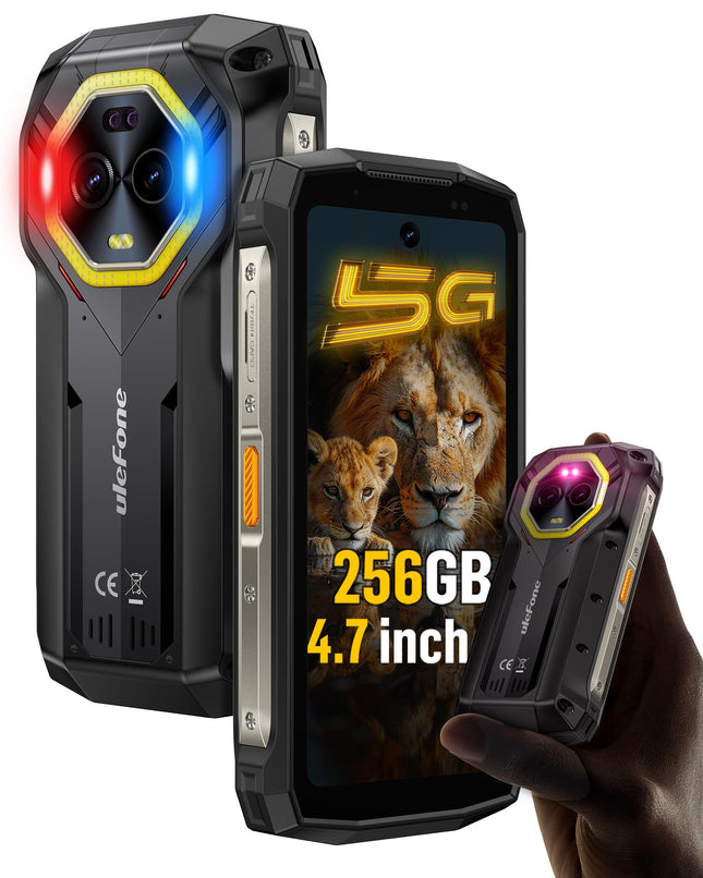 Ulefone Armor Mini 20 Pro 4.7-tolline HD+ õues kasutatav nutitelefon, 16GB + 256GB/2TB 64MP öise nägemisega kaamera Android 14, 6200mAh, IP68 mobiiltelefon ilma lepinguta 5G kahe SIM-kaardi/OTG/NFC/GPS