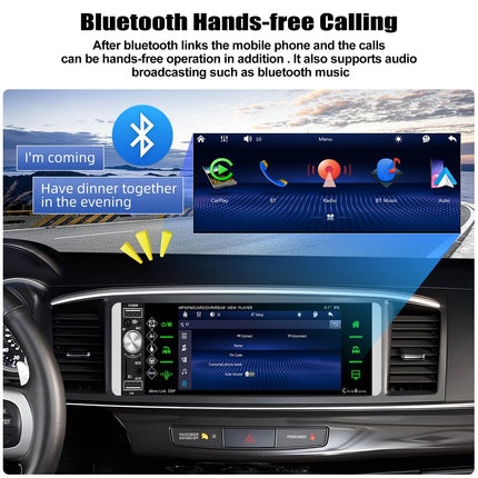 Wireless Carplay CAMECHO Car Radio 1 Din with Bluetooth Handsfree System, with 5.1 inch Screen Wireless Android Auto Mirror Link FM/AM/RDS and USB + Steering Wheel Controller Rear View Camera
