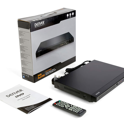 Denver DVH-1245 mitme regiooni/kõik regioonid ja ülesskaleerimisega DVD-mängija 1080p ekraani, HDMI, USB ja sisseehitatud Dolby Digital ruumilise heli dekoodriga