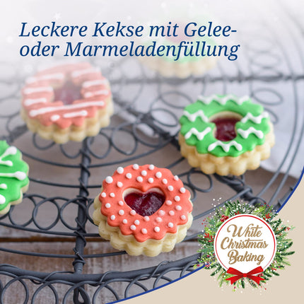 Dr. Oetker Linzer küpsisevormide komplekt 5 tk – valged jõuluküpsisevormid – roostevabast terasest küpsisevormid jõuludeks