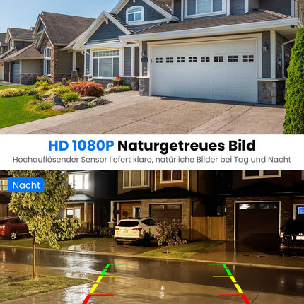 AUTO-VOX Solar Backup Camera Wireless with 5" 1080P Monitor: 5000mAh Battery 2 Mins DIY Installation &amp; Dual-Split Wireless Backup Camera, IP69K Waterproof Rear View Cameras for Car, Truck, Van, SUV, RV