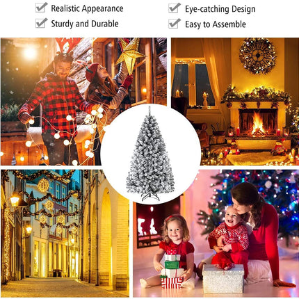 Giantex SPSUPE Artificial Christmas Tree made of high-quality PVC, flocked, with solid metal stand, ideal for indoor and outdoor use (2.5 m), white
