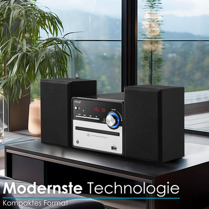 Retro HiFi music system | Stereo system | Compact system | USB | Line out | CD/MP3 | FM radio | 30 memory locations | LED display | Mini HiFi system | Stereo system with speakers |
