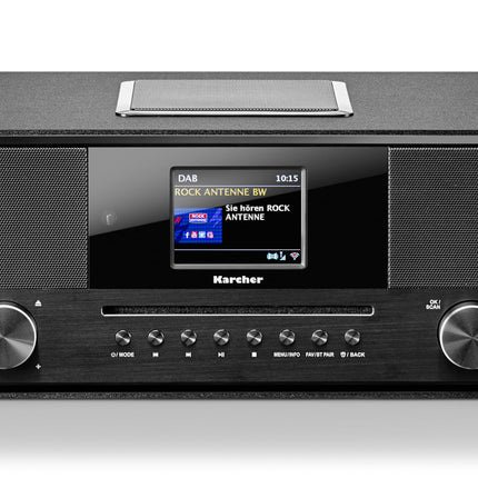 Karcher DAB 9000CDi internetiraadio CD-mängijaga (DAB+ / FM RDS, Wi-Fi ja Bluetooth, USB-port, AUX-IN, äratuskell kahekordse äratusega, integreeritud subwoofer) must