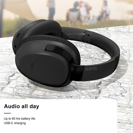 Eono mürasummutavad kõrvaklapid - juhtmevabad kõrvapealsed Bluetooth-kõrvaklapid - ANC Eonoheadphone 1 mitme režiimiga mürasummutusega, AUX, mikrofon, pehmed kõrvapadjad, 40-tunnine aku (must)