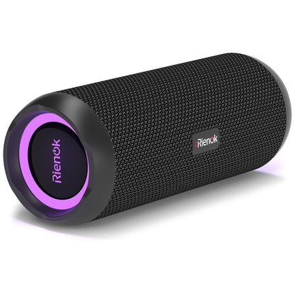 RIENOK Bluetooth Speaker with Light Bluetooth 5.3 Music Box Bass Wireless Box with IPX7 Waterproof Stereo Sound Portable