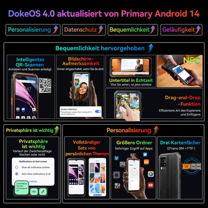 Blackview BV4800Pro Android 14 õuetelefon, 12 GB + 128 GB / 2 TB TF, Corning Gorilla 6.56" HD+, õuenutitelefon, IP69K mobiiltelefon, 16 MP + 8 MP, NFC/OTG/GPS/sõrmejäljelugeja