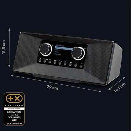 MEDION P85333 internetiraadio DAB+ funktsiooniga (Wi-Fi, FM, Spotify Connect, Amazon Music, DLNA, USB, kõrvaklapipesa, AUX, stereo RCA liiniväljund, unetaimer) must