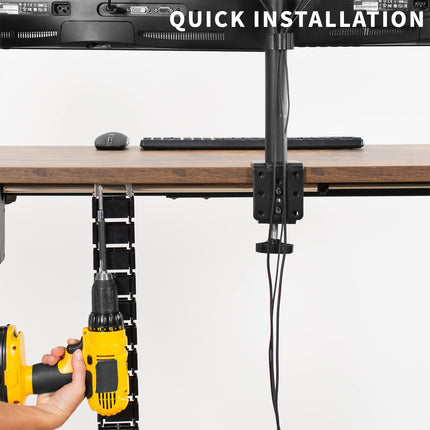 VIVO Vertebrae Cable Management Kit, Height-Adjustable Desk Quad Input Cable Organizer, Black, DESK-AC01C