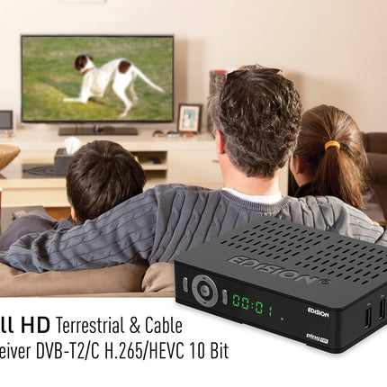 Edision PING T2 C maapealse ja kaabeltelevisiooni vastuvõtja DVB-T2 C H.265 HEVC kaardilugeja Full HD PVR, 2xUSB, HDMI, SCART, LAN, S PDIF, IR Eye, R2232, USB WiFi tugi, universaalne 2-ühes kaugjuhtimispult, must