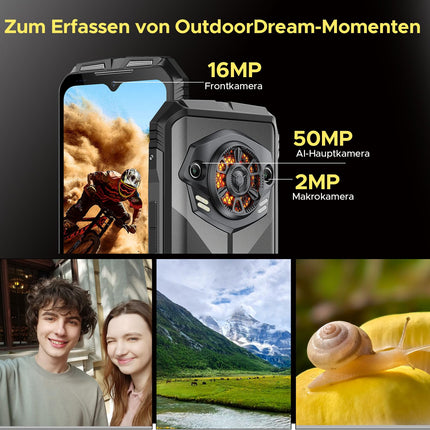 DOOGEE S Punk [2025] õuetelefon Android 14, 16 GB + 256 GB, 10800 mAh / 33 W, 50 MP + 16 MP kaamera, 126 dB kõlar, 6,58'' FHD+ õuenutitelefon, ehitusplatsi mobiiltelefon / NFC / OTG / sõrmejäljelukk / kahekordne 4G SIM-kaart