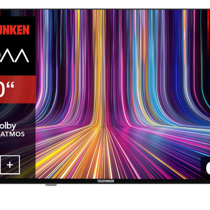 Telefunken QLED-teler 50-tolline nutiteler VIDAA QU50VP750S 4K UHD-teler, HDR-teler Dolby Visioni, Dolby Atmose, kolmekordse tuuneri ja 6-kuulise HD+ garantiiga, must LED-teler