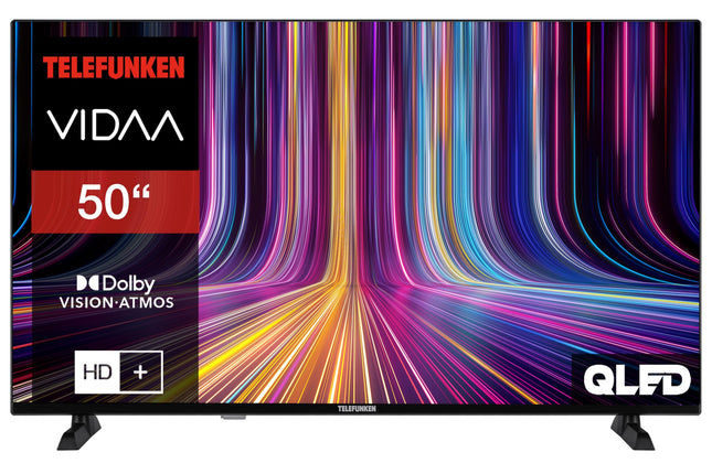 Telefunken QLED-teler 50-tolline nutiteler VIDAA QU50VP750S 4K UHD-teler, HDR-teler Dolby Visioni, Dolby Atmose, kolmekordse tuuneri ja 6-kuulise HD+ garantiiga, must LED-teler