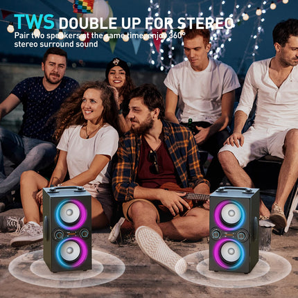TPBEAT Bluetooth Speaker, 80W Wireless Bluetooth Box Music Box Large, Bass Boost, with Light, 100dB Huge Sound TWS Stereo Party Soundbox, with Microphone Input/USB/TF/AUX
