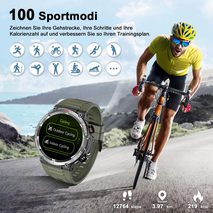 Blackview Smartwatch Men (Make/Receive Calls), 1.39'' Fitness Watch with Heart Rate SpO2 Pedometer Sleep Monitor, 100 Sports Modes, IP68 Waterproof Activity Tracker, Sports Watch for iOS Android