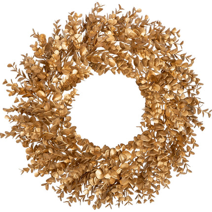Arboruse jõulupärg, kunst eukalüptist pärg, kuldne 51 cm, jõuluvanik, uksepärg, jõulukaunistuseks mõeldud pärg, kunstpärjad jõulukaunistusteks, advendikaunistus, uksekaunistus, aknakaunistus, seinakaunistus
