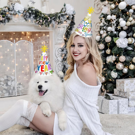 HOWAF New Year's Eve Decorations 2025 for Coloring, 12 New Year's Eve Party Hats to Color, New Year's Eve Hats, New Year's Eve Party Hats, Coloring New Year's Eve Games for Kids, New Year's Eve Accessories, Happy New Year Decorations 2025