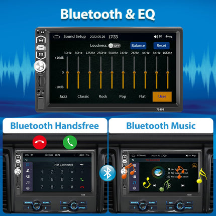 Hodozzy Car Radio 1 Din 7 Inch Touchscreen with CarPlay Android Auto Mirror Link, Hodozzy Car Stereo 1 Din Screen Bluetooth 5.1 Radio MP5 Player USB/TF/Aux In, FM Radio, EQ Digital Receiver
