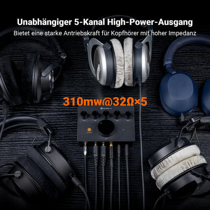 Fosi Audio PH05 kõrvaklapivõimendi jaotur 5-kanaliga, mini HiFi kõrvaklapivõimendi muusikastuudio mikseri jaoks, heli jagamiseks, taskuhäälingu monitoriks, 16-300 oomi kõrge takistusega IEM, 12 V toiteallikas