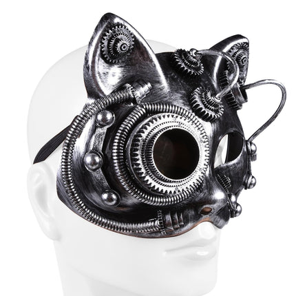 ThinkTop Vintage Steampunk Mask Cyborg Mask Metallik Halloweeni Cosplay Kostüümipeo rekvisiidid (hall)