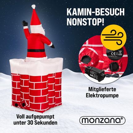MONZANA® Täispuhutav Jõuluvana 178 cm kõrgune LED-valgustusega IP44 korstnast hüppav jõuluvana õue jõulukaunistus jõulufiguur