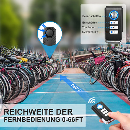 Bicycle Alarm, 113dB Anti-theft Alarm with Remote Control, Vibration Motion Sensor Waterproof Alarm for Motorcycle, Scooter, Bicycle, Door