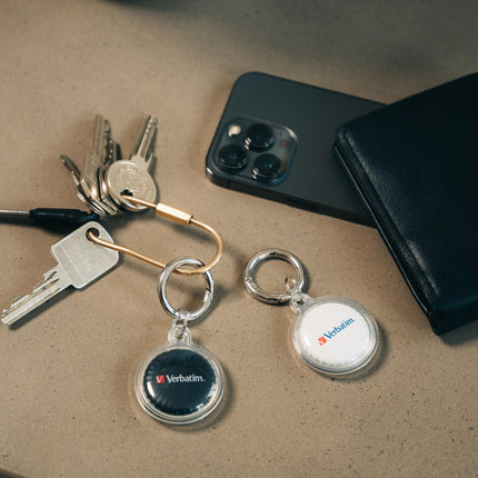 Verbatim My Finder mündikomplekt (2 tk), Bluetooth-jälgija võtmetele, seljakotile, kohvrile, rahakotile jne, ühildub Apple'i "Find My?" rakendusega, võtmeleidja vahetatava aku ja kaitseümbrisega