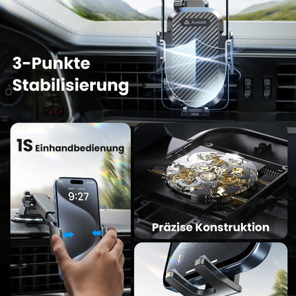 andobil autotelefoni hoidik [2025. aasta uusim iminapp] 3-ühes iminapp ja õhutusava hoidik Universaalne autokinnituse lisatarvikud iPhone 16 Pro Max 15/14/13/12/11 Samsung Galaxy S24 Ultra/S23/S22 jne jaoks.