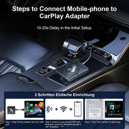 CarPlay juhtmevaba adapter, Android Auto juhtmevaba Apple CarPlay koos Plug and Play juhtmevaba automängu adapteriga, et teisendada juhtmega CarPlay juhtmevabaks (YouTube'i jms tuge ei ole).