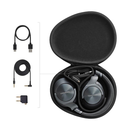 Technics EAH-A800E-K Bluetooth headphones, over-ear with noise cancelling and microphone, ergonomic design, easy connection, black