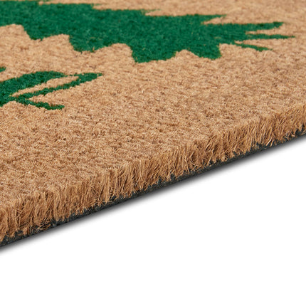 Hanse Home Coconut Doormat Christmas for Indoors - Dirt Trapper Mat Natural, Coconut Mat Christmas Trees Green, Non-Slip Doormat for Hallway, Entrance Area - 45x75cm