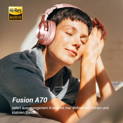 OneOdio Bluetooth-kõrvaklapid kõrva peale, 72 tundi HiFi stereo juhtmevabad kõrvaklapid, juhtmevabad kõrvaklapid 6,35 mm ja 3,5 mm pistikuga stuudio DJ mobiiltelefoni arvuti võimendi jaoks - roosakuldne