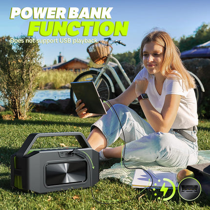 W-KING Bluetooth Speaker Music Box Large, (100W MAX) 60W IPX6 Speaker Boxes Bluetooth Box-Deep Bass, Portable Speaker Outdoor Party Soundbox Boombox, PowerBank/40H/TF Card/AUX/EQ/NFC