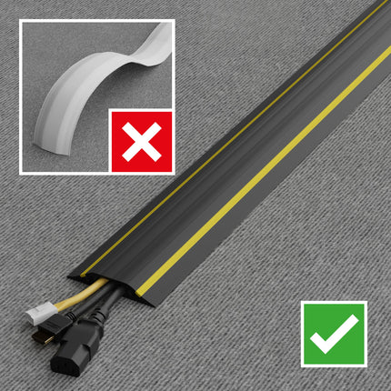 D-Line floor cable bridge FC83H with plug connection, floor cable duct, modular manufactured hose bridge suitable floor cable cover, floor cable duct 83x14mm wide, 1.8m long black/yellow
