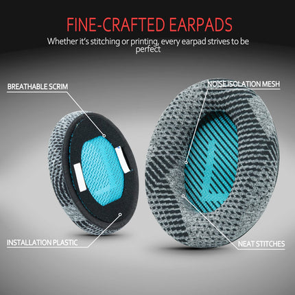 Professional Bose Headphone Replacement Ear Pads, Fits Bose QuietComfort 35 ii / QC35 /QC25 /QC2 /QC15 /Ae2i /Ae2w /SoundTrue &amp; SoundLink, Fabric &amp; M Emory Foam, by Krone Kalpasmos - Grey