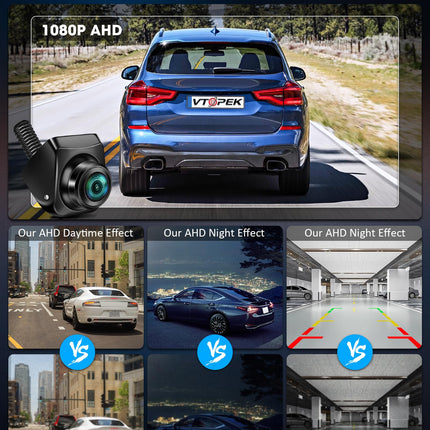 Vtopek tahavaatekaamera AHD 1080P auto tahavaatekaamera 360° pööratav auto tahavaatekaamera moderniseerimiseks 170° lainurk öine nägemine IP69 veekindel universaalne NTSC tahavaatekaamera matkaautodele, maasturitele, pikapidele